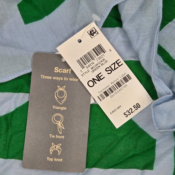 NWT On 34th Green & White, Pink & White Scarf Squares 2 Pack - Picture 3 of 5